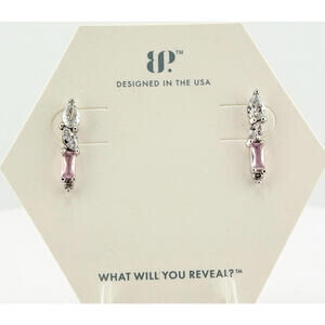 Bomb Party Earrings RBP5920 "She Says Yes" Pink Opal on Rhodium RETRO